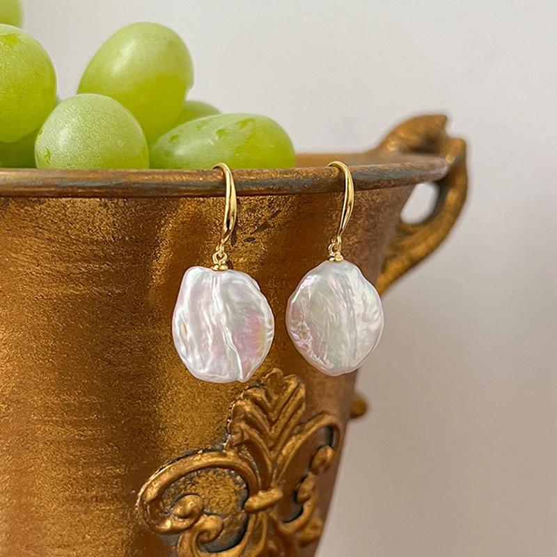 Hengsheng 925 Silver Drop Earrings Baroque Shape 100% Freshwater Pearl Earrings for Women New Arrivals