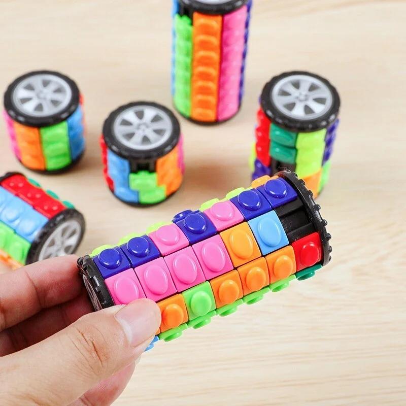 TOBEFU 3D Magic Corn Cube Tower Puzzle Speed Cube Wheel Rotating Game Cubos Cylindrical Toys for Children Educational Gifts
