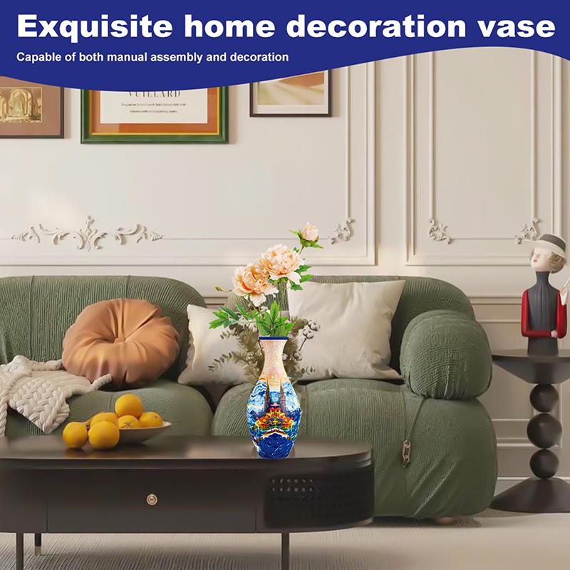 3D Puzzle Vase Flower Porcelain Design Diy Assembly Educational Toy Home Decoration House Arrangement Warming Christmas Gift Toy