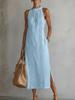 2026 European and American New Summer Temperament Casual Vacation Solid Color Lace Splicing Sleeveless Dress Women's Clothing