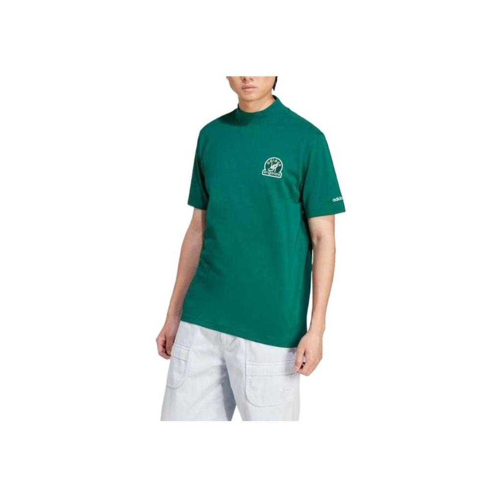 adidas Originals Logo Polo Moisture-Wicking Breathable Short Sleeve T-Shirt Men Tops Academy-Green JC8368