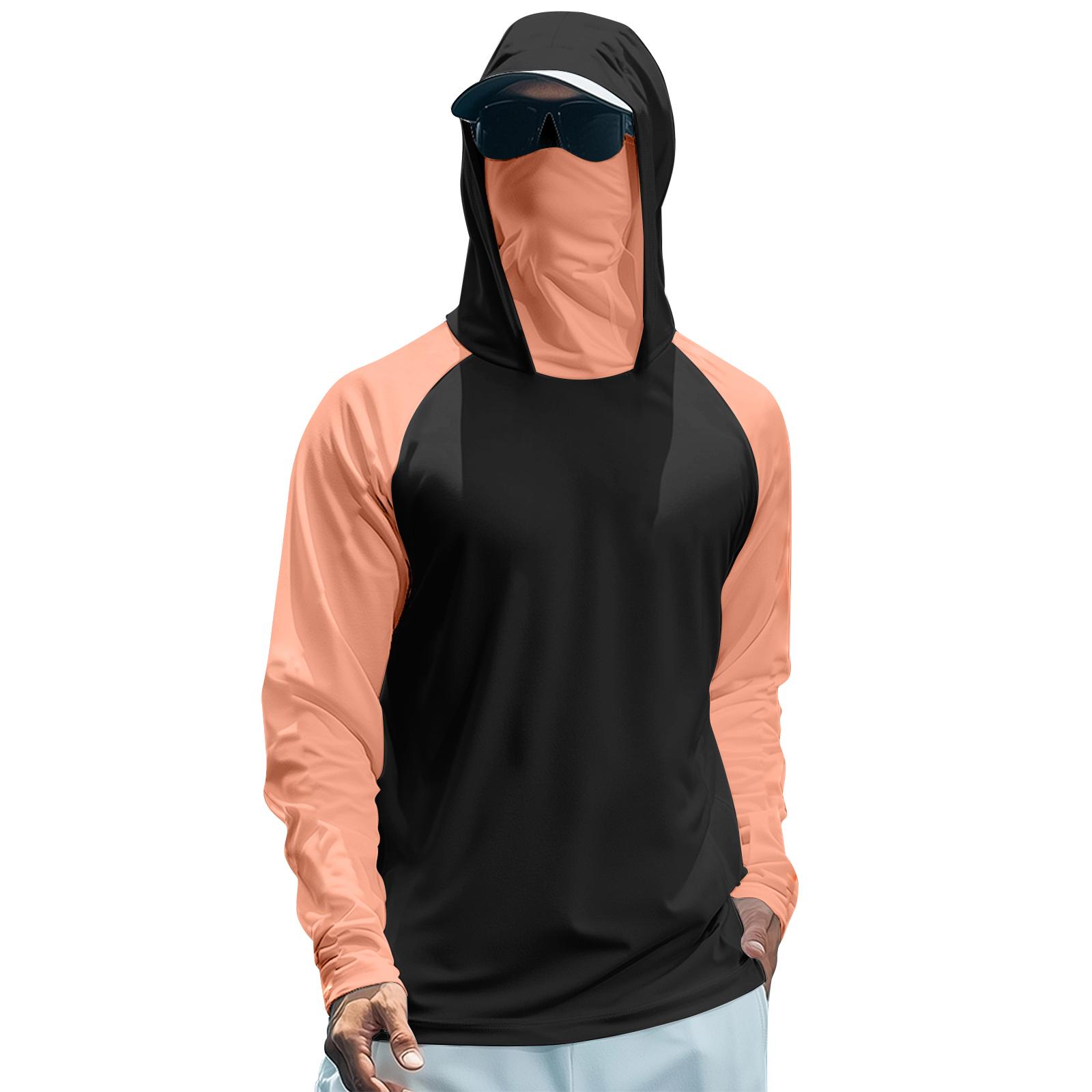 Men s Summer Color Matching Quick-drying Long-sleeved T-shirt Sun Clothing Fishing Fitness Sports Hooded Long-sleeved Top L 1589₽
