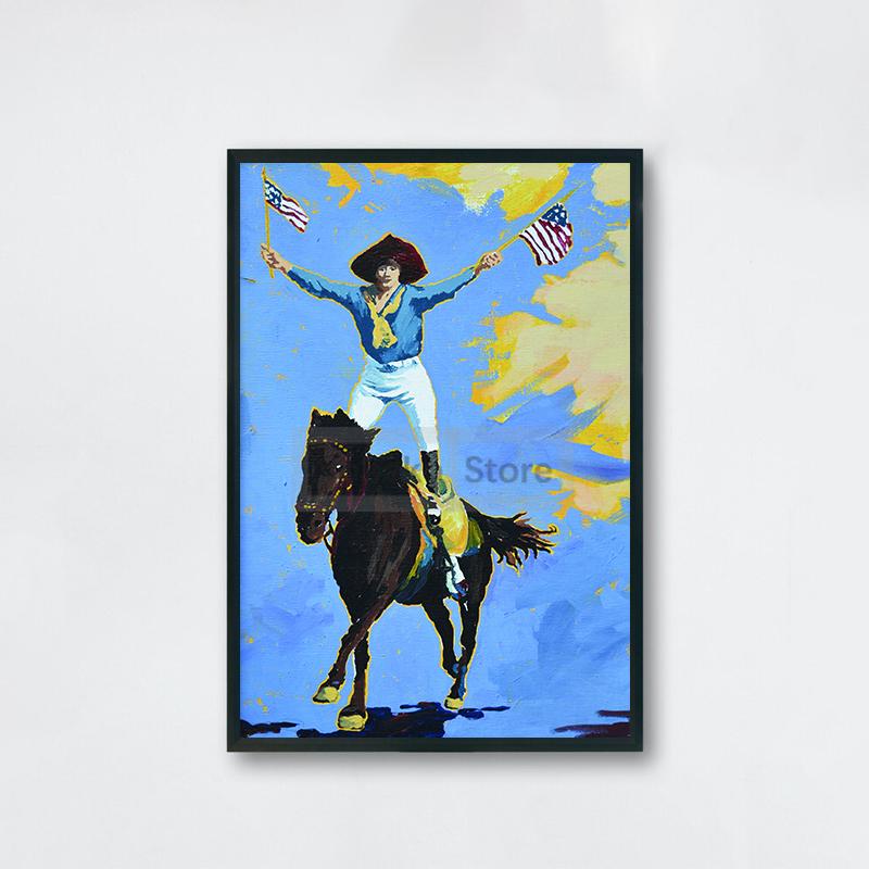 Retro Trick Rider Cowgirl Poster Colorful Cowgirl Abstract Prints Canvas Painting Wall Art Pictures Home Room Vintage Decoration
