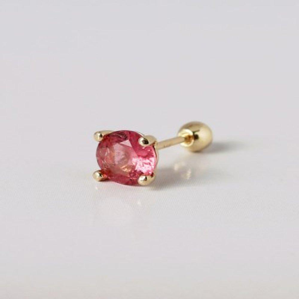 14K Pink Tourmaline Birthstone Earrings_5.0mm