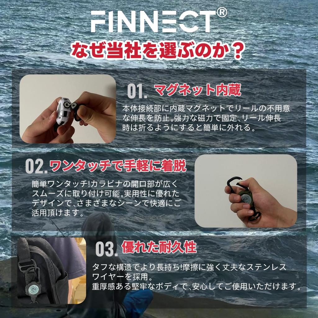 FINNECT Carabiner Snap Reel Up To Stretchable Metal Loss White Pin-on Reel, Carabiner, Keychain, Extendable, 65cm, Camping, Outdoors, Fishing,
