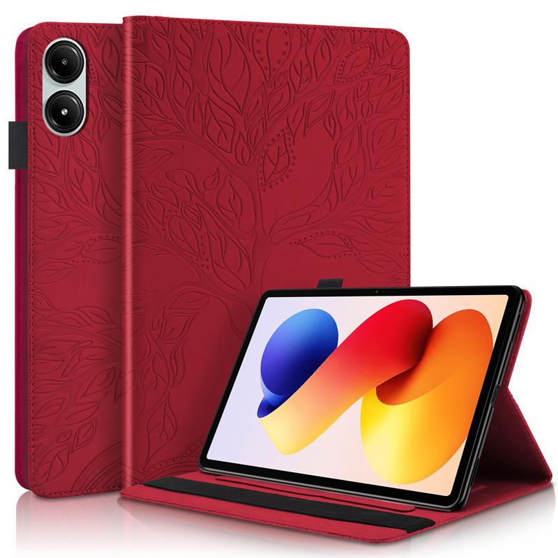 For Poco Pad M1 Case 12.1 Inch Embossed Tree PU Leather Wallet Flip Cover for Funda Xiaomi Poco Pad M1 12.1 2025 Case Etui