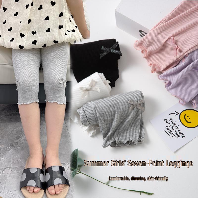 Girls' Summer Thin Capris: Casual Korean-Style Mid-Length Pants for Baby Girls and Kids