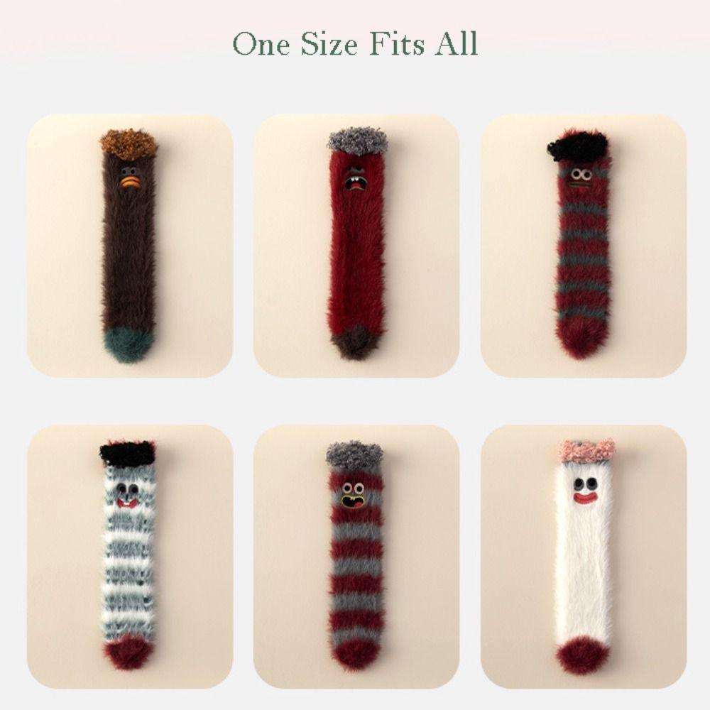 Kawaii Funny Winter Socks Cartoon Pattern Medium Tube Floor Socks Thickened Warm Tube Sock Winter Season