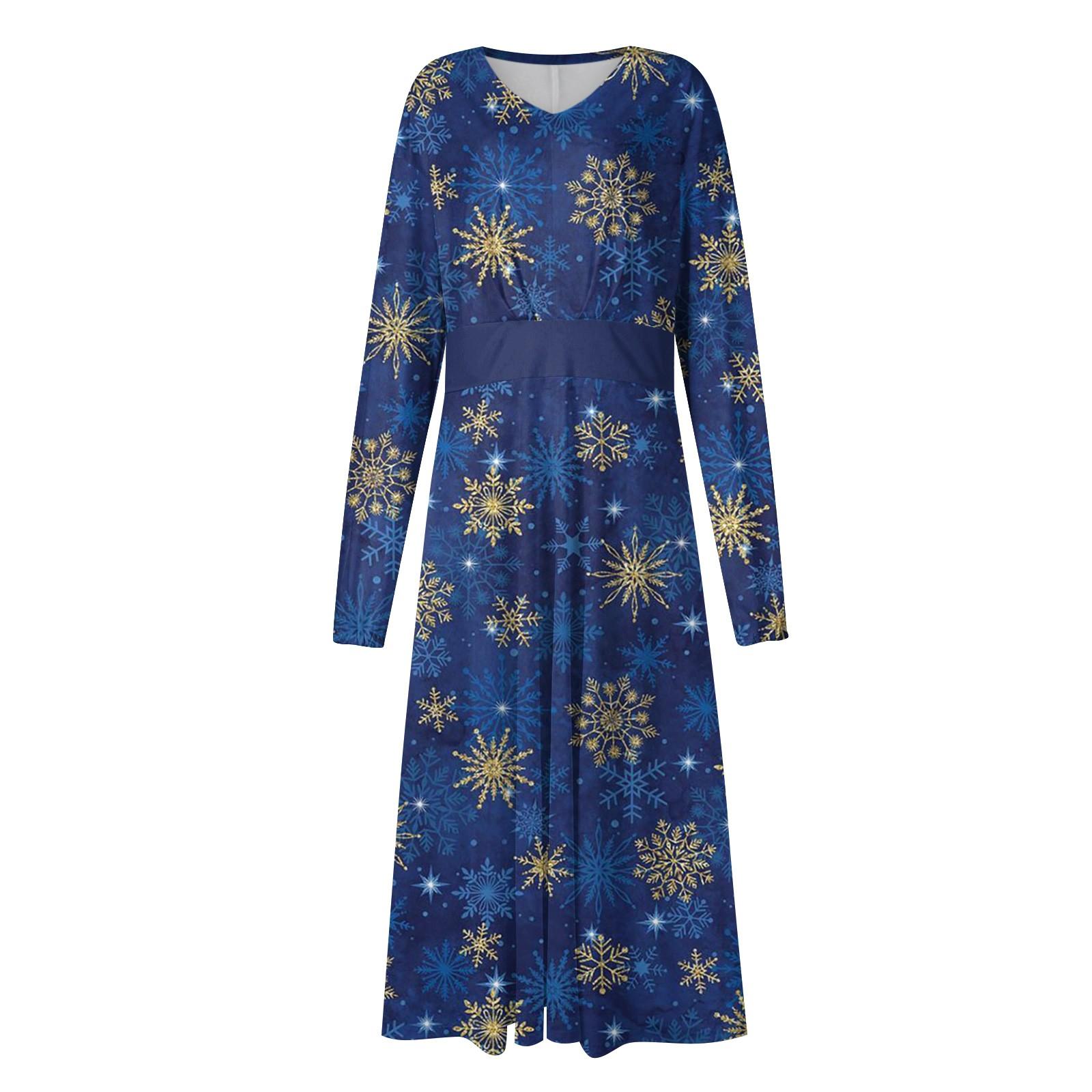 Женское осеннее и зимнее повседневное модное длинное платье с v-образным вырезом — фото 5