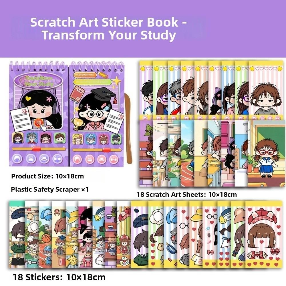 Renovation Family Members Character Dress-Up Sticker Book with Scraper Cartoon Quiet Book Children