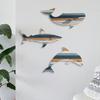 3 Stück Holzfisch Wanddeko Rustikaler Walhai Delfin Strand Küsten Wandkunst Nautische Wandbehang Skulptur für Badezimmer Seehaus Dekor