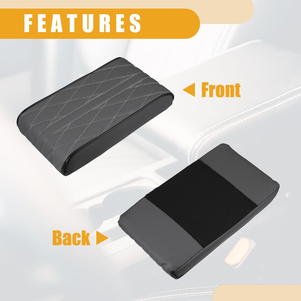 Partuto 31x16x5cm Universal Car Armrest Box Pad Car Armrest Booster Pad Waterproof Faux Leather Gray 1pc 12.20"x6.30"x1.97" - -