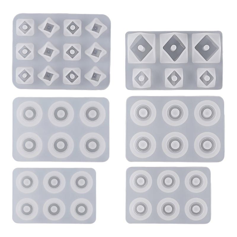 Resin Beads Molds with Hole Silicone Resin Epoxy Molds for Cabochon Gemstone Pendant Earrings Jewelry Casting Molds