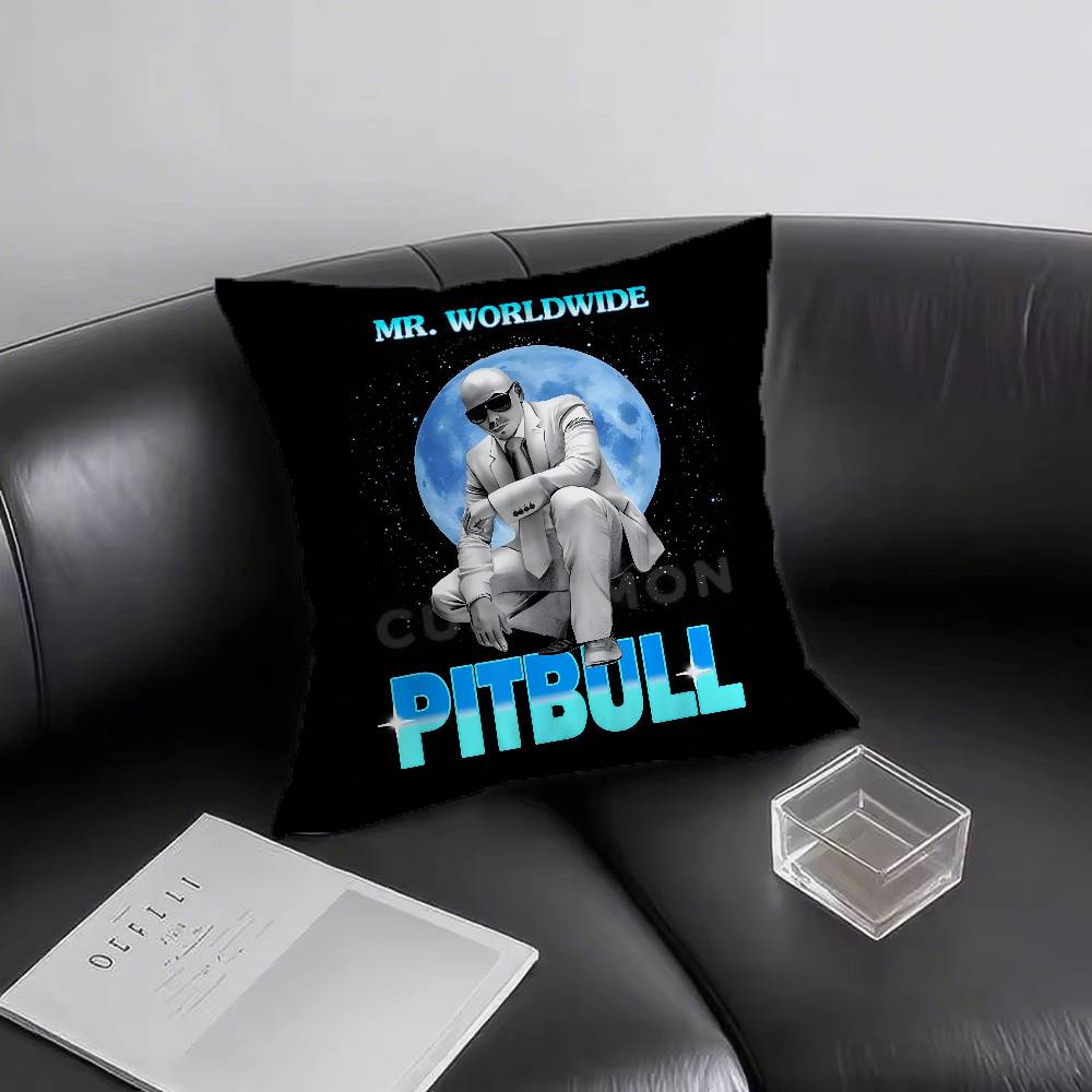 1 Stück Mr Worldwide Pitbull Kissenbezug Mode Quadratischer Kissenbezug Schlafzimmer Sofa Raum Ins Dekoration Freizeit