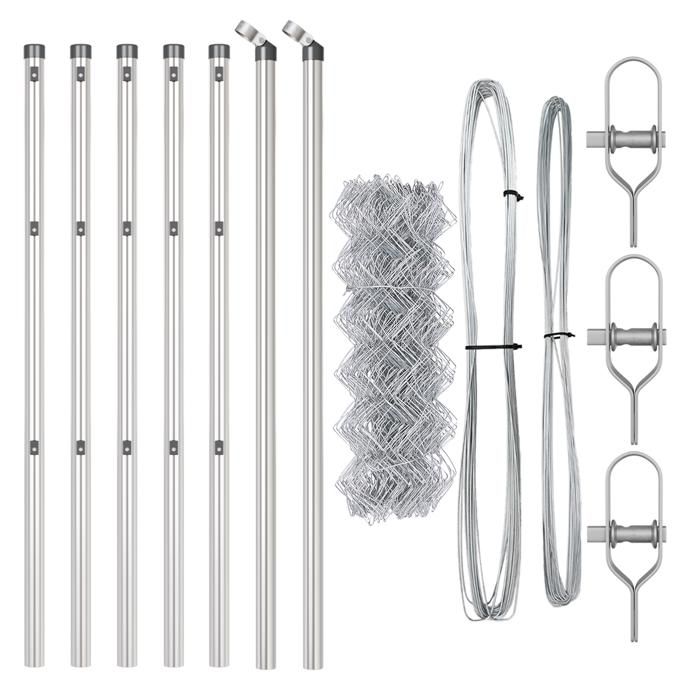 VidaXL Clôture en maillons avec 7 poteaux 0,4x10 m en acier galvanisé 3351122