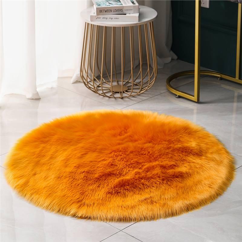 Modern Plush Round Faux Wool Floor Mat for Computer Chairs and Bedrooms