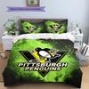 Pittsburgh Penguins Pattern Bedding Quilt Set  Home Decoration  Gift (1 * Duvet Cover + 2 * Pillowcase  Without Core)