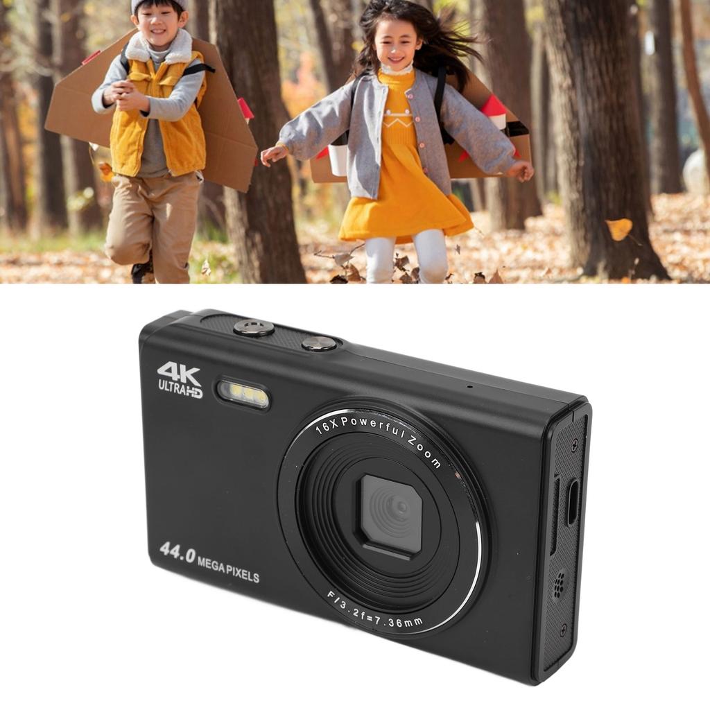4K Digital Camera for Teens Kids 44MP 16X Digital Zoom Autofocus Anti Shake 2.4 Inch Screen   Compact Camera for Photography Travel  
