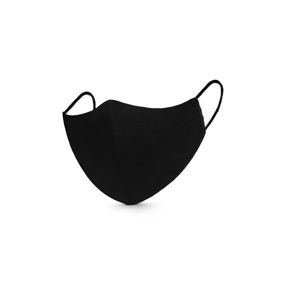 Vimbali Plain Black Cotton Mask, (Set of 5 Pcs). Light Weight, Breathable & Skin Friendly. Washable & Reusable Fabric. Soft Spanex Ear Loops & 3