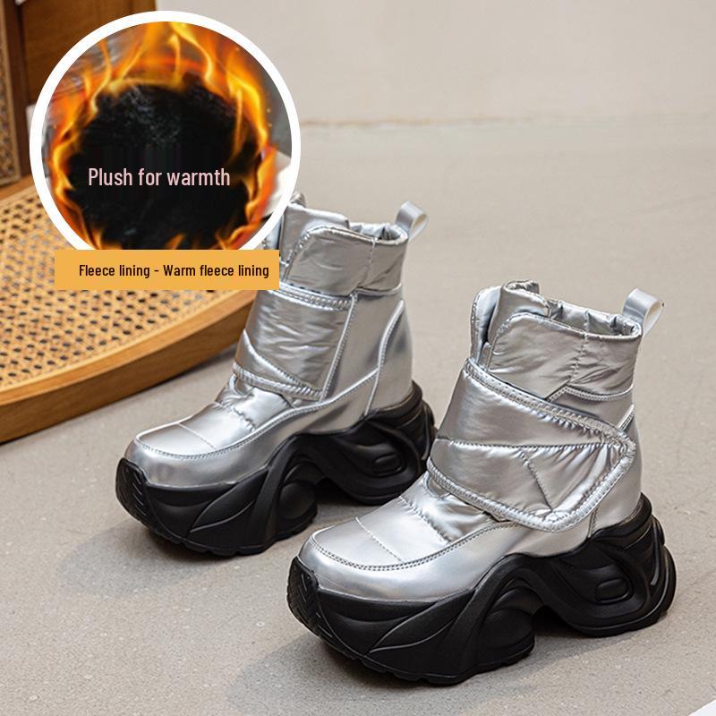 Women's 2025 Winter Ankle Boots: Warm Fleece-Lined Platform with 10CM Height Boost
