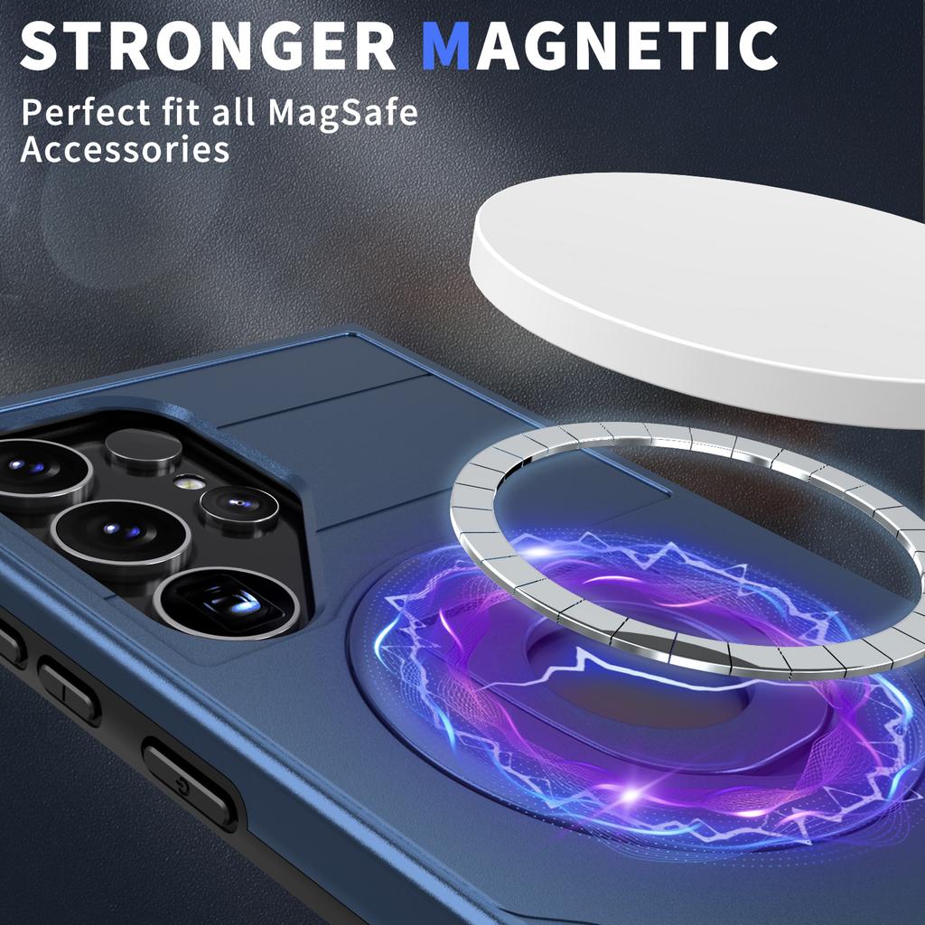 For Samsung Galaxy S24 Ultra Magnetic Case Ring Kickstand PC+TPU Phone Cover