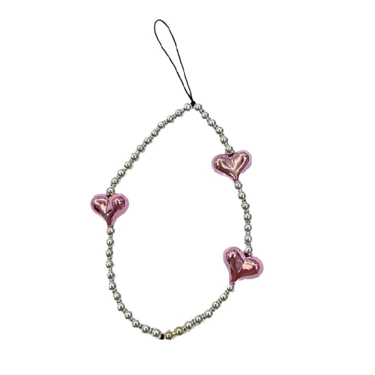 

DIY Crystal Heart Phone Strap with Cute Pink Heart Phone Strap Keychain Backpack 1