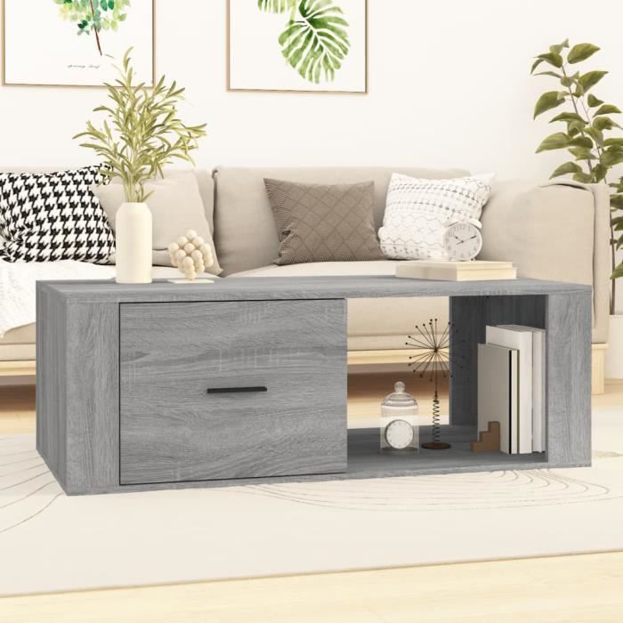 816542 vidaXL Coffee Table Sonoma Grey 100x50.5x35 Cm Engineered Wood