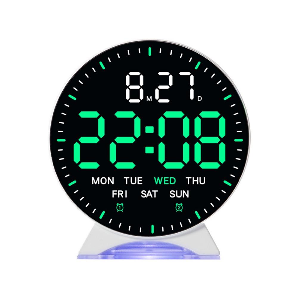 

Running Second Digital LED Clocks Multi-functional Display Table Clock LED Alarm Clock Home Decor White-Green