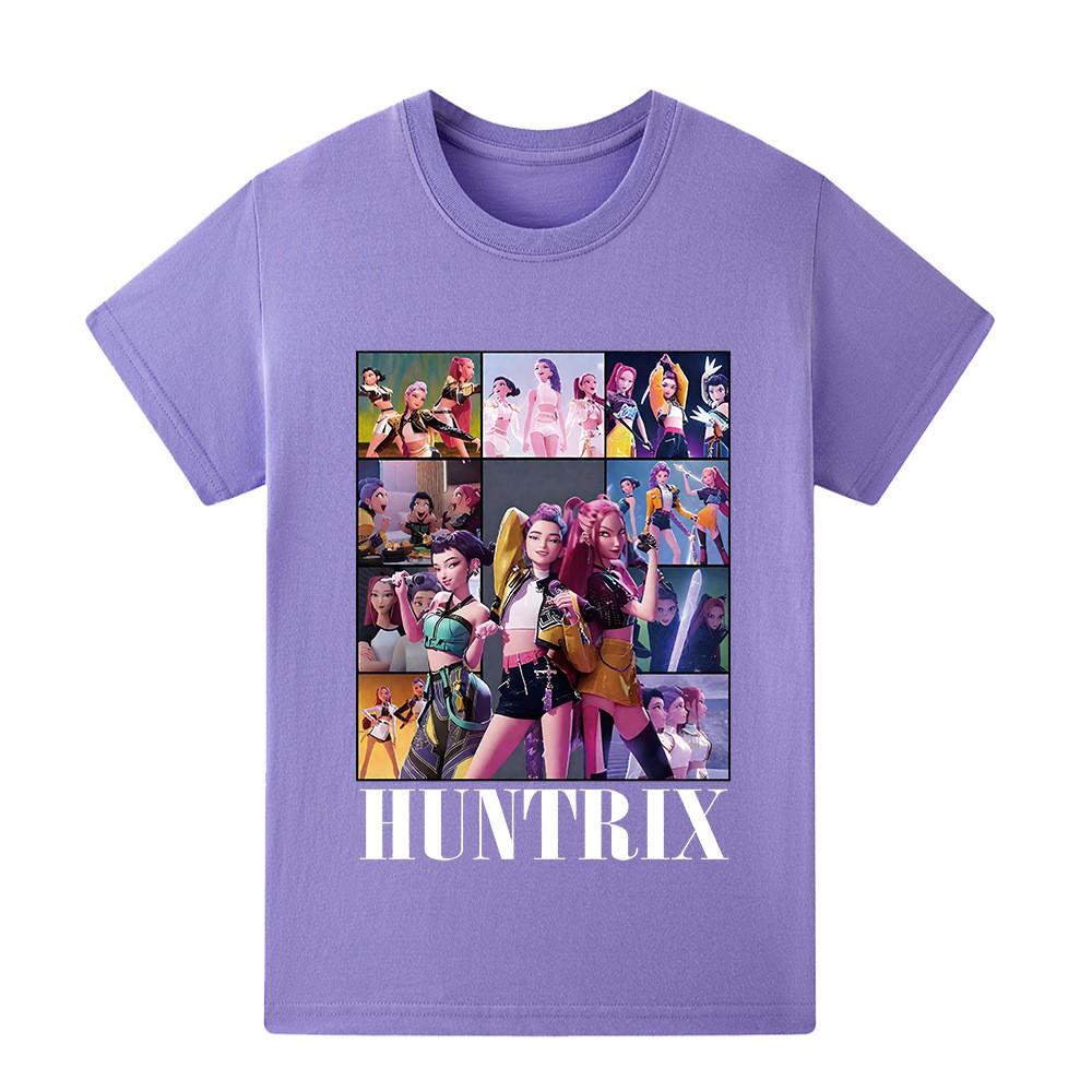 

A1223 Kids Boys Girls Kpop Rumi Zoey Mira Print Short Sleeves T-shirt 160cm
