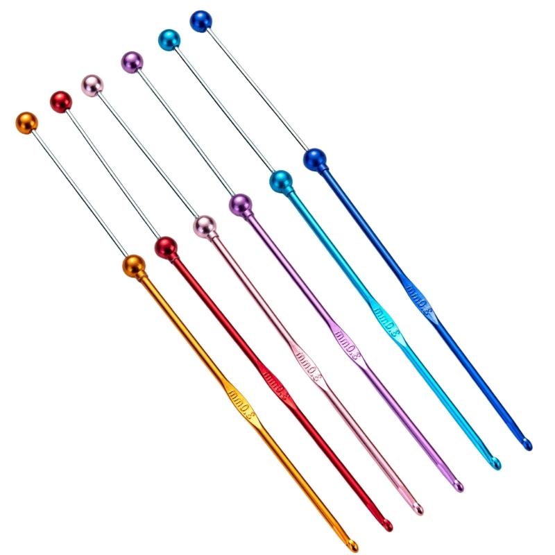 Beads Knitting Needle Metal Crochet Hook 3mm Easy to Use Crochet Needle for Crocheting Knitting for Handicrafts
