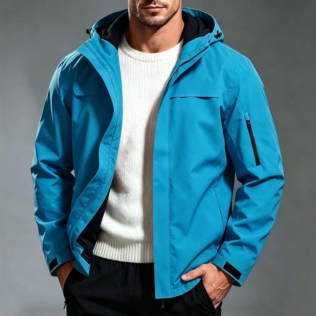 Men's Windproof Breathable Hiking Jacket for Spring and Fall Outdoor Adventures