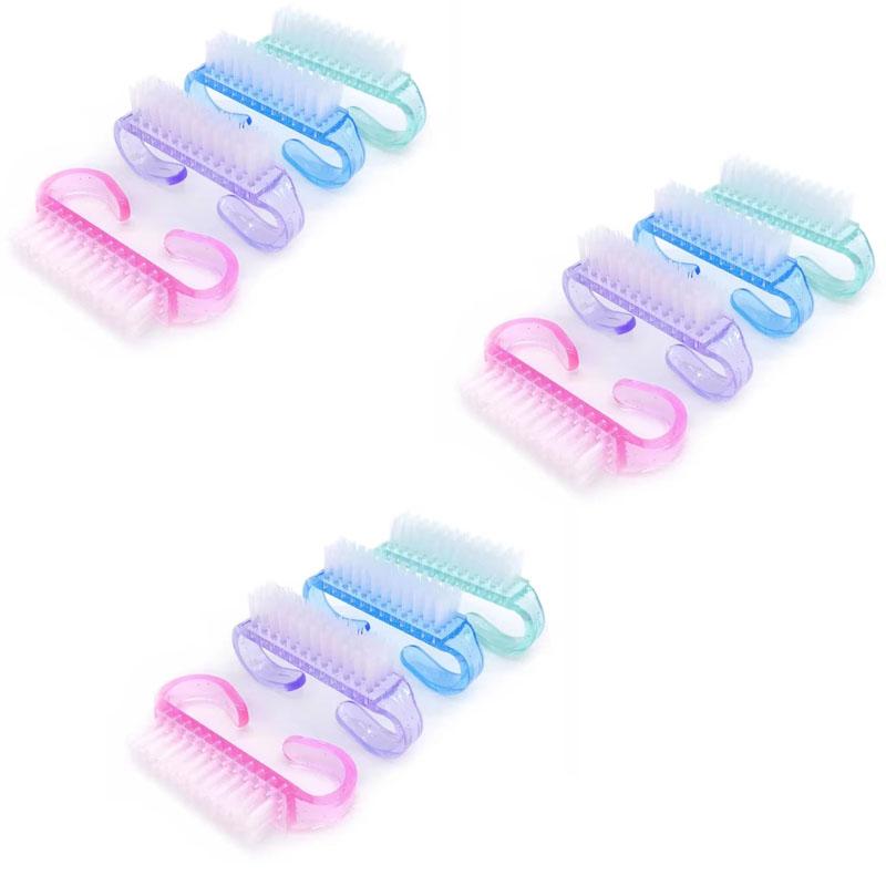 Acrylic Nails Art Brush 4 Color Nail Art Manicure Pedicure Soft Remove Dust Plastic Cleaning Nail Brushes File Tools