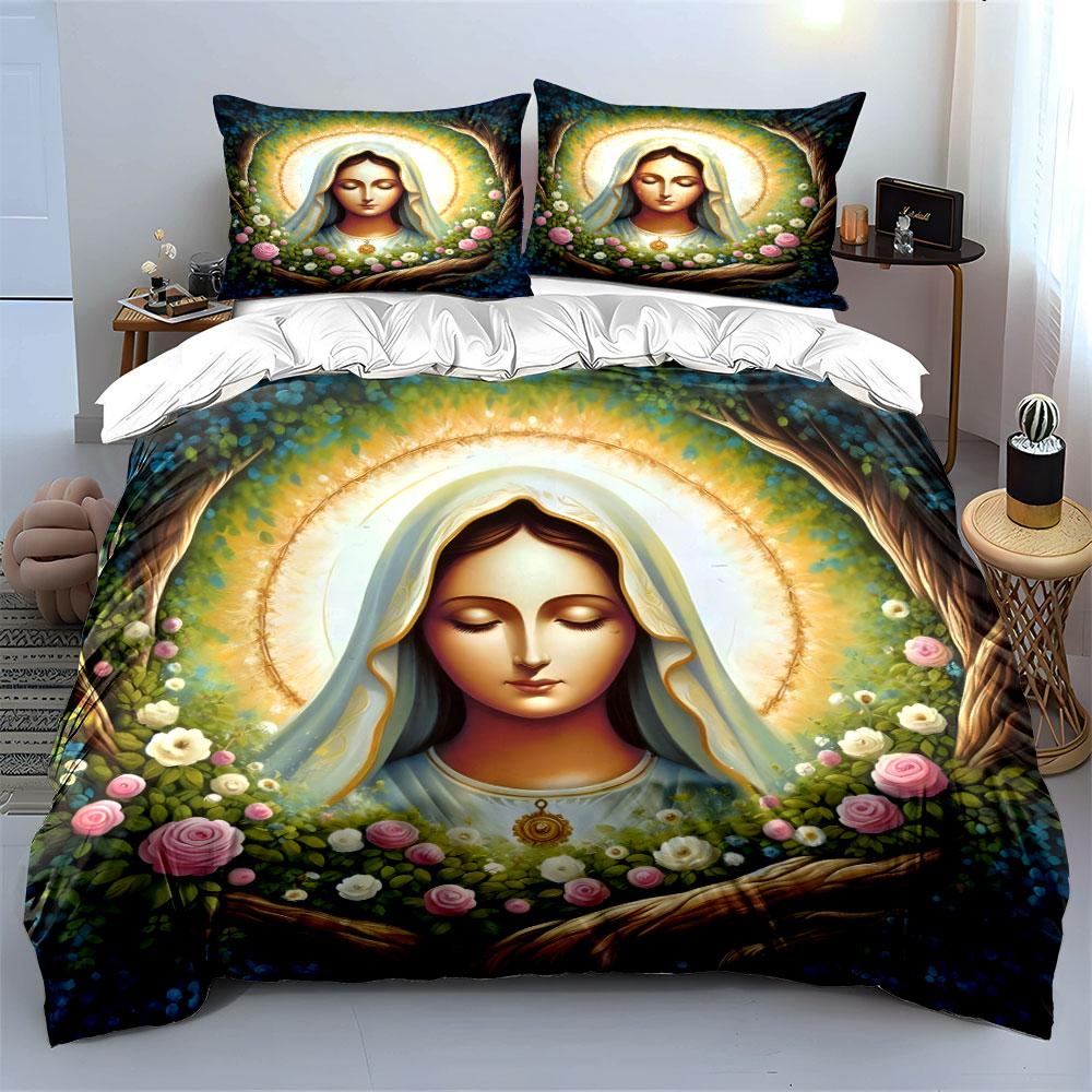 Sacred Religious Artwork Gift Set  Kid'S And Adults' Bedroom Decor, Exquisite Three-Piece Bedding Set Gift