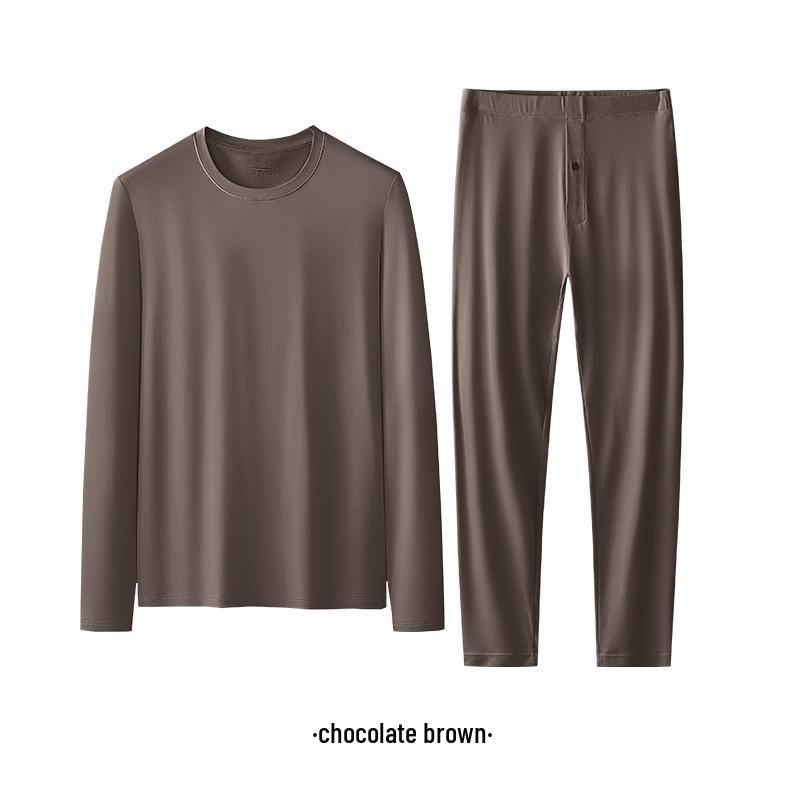 Men's Autumn/Winter Lenzing Modal Seamless Base Layer Set: Long Sleeve Undershirt & Pants.