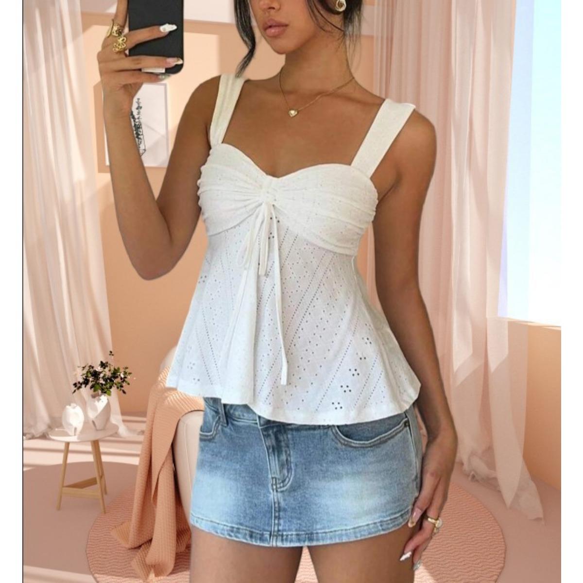 

Summer New Women s Sexy Y2K Cami Top, Casual Versatile Sleeveless Tank Top for Women, Crossborder Fashion Outfit S белый