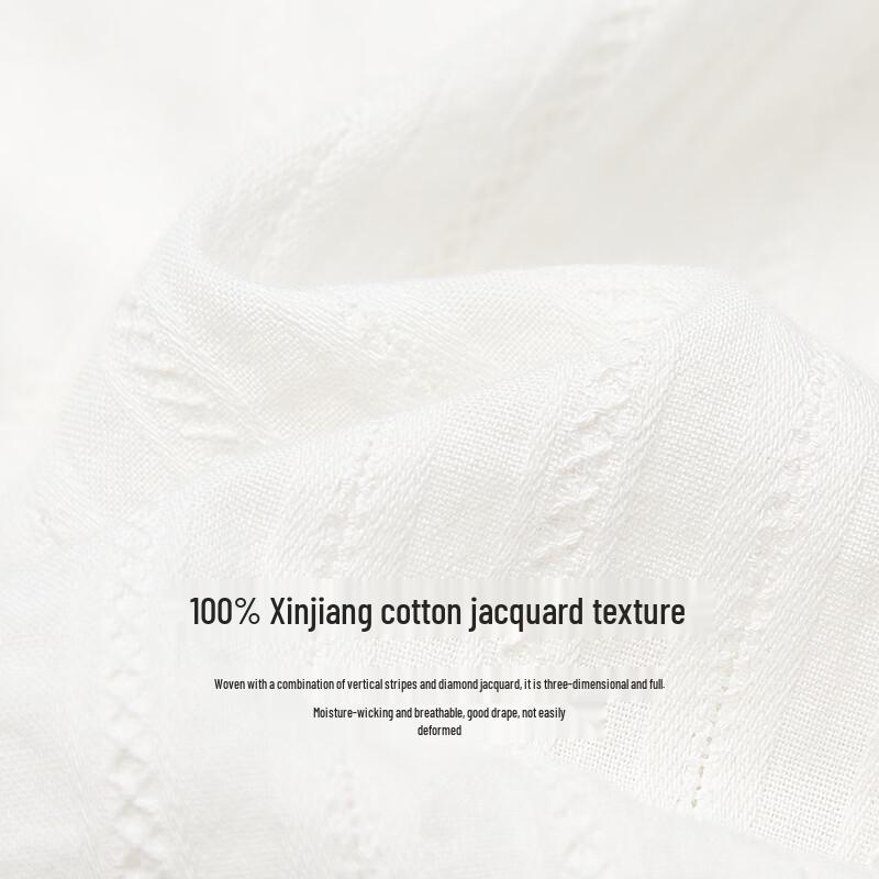 INMAN Damen Xinjiang-Baumwolle Jacquard Spitzenbesatz Kurzarmhemd