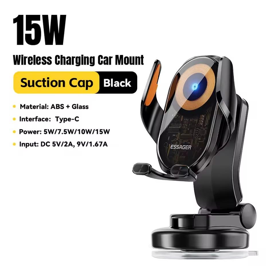 Essager Magnetic Car Phone Holder 15W Wireless Charging Touch Control Car Air Vent Stand for iPhone 16 15 Xiaomi Samsung Huawei
