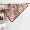 French retro floral small silk scarf women's professional decorative scarf cotton and linen small square scarf dual-purpose shawl outer scarf