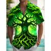 Nuova Camicia Stampata Hawaii Primavera/Estate Moda Tempo Libero Passeggiata in Strada Turista Spiaggia Apertura Totale Manica Corta con Bottoni