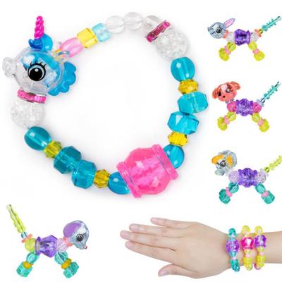 Cartoon UNICORN Pearls Bracelet Stretch Bracelet For Kids Grils