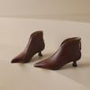 Fashion V-mouth Ankle Boots for Women Elegant Pointed Toe Thick Middle Heels Women's Shoes Brown Black Retro Soft Leather Chelsea Botas