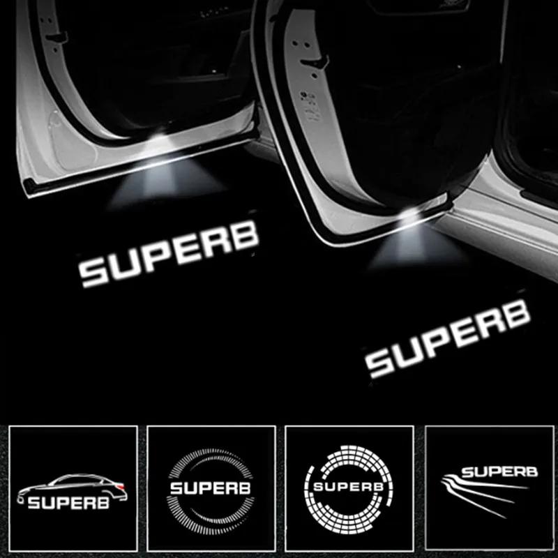 2 STKS LED Auto Deur Welkom Licht Laser Logo Projector Voor Skoda Superb 2009 2010 2011 2012 2013 2014 2015 -2023 Auto Accessoires flzk64