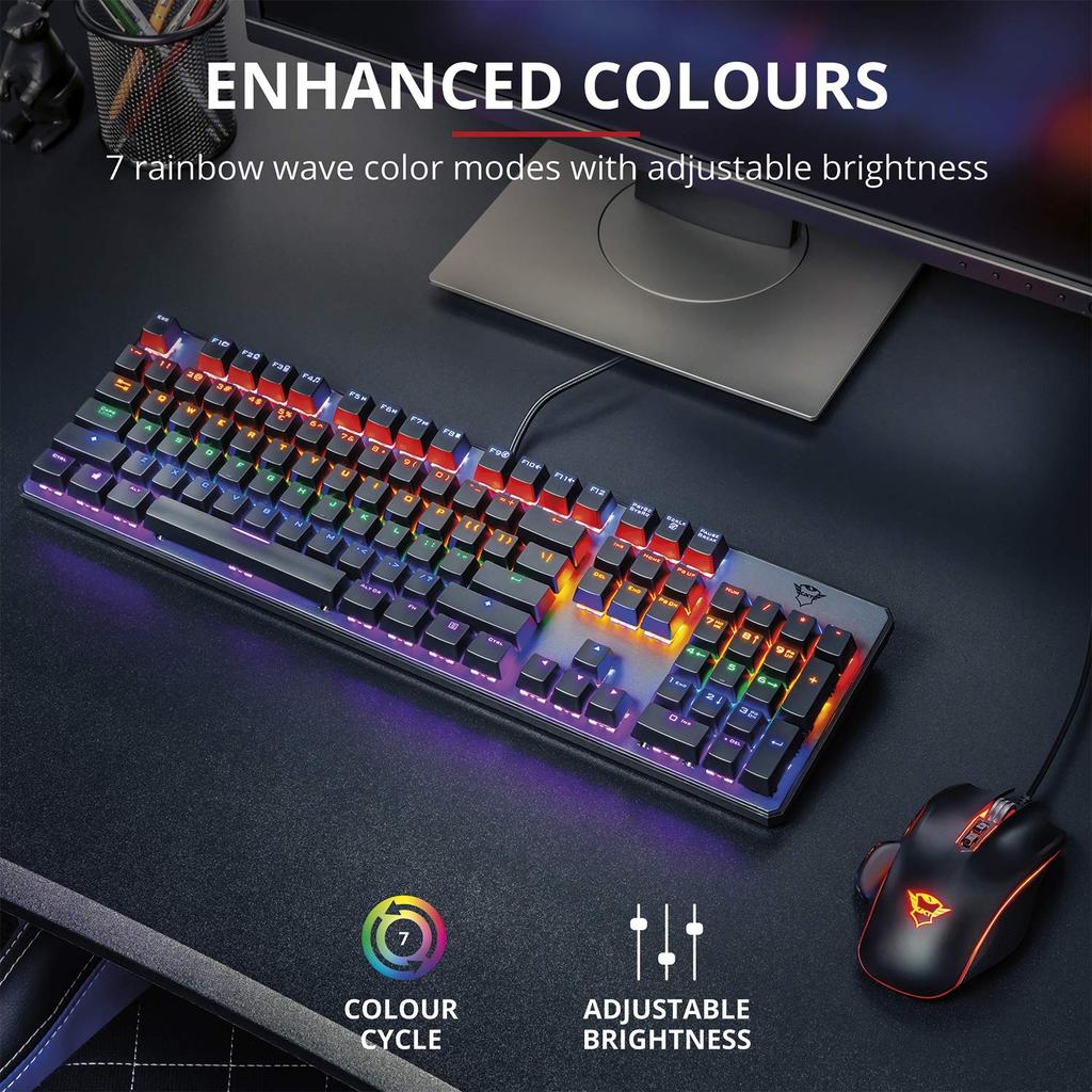 Trust Gaming GXT 865 Asta Mechanical Keyboard with Red Switches Key (English Layout)