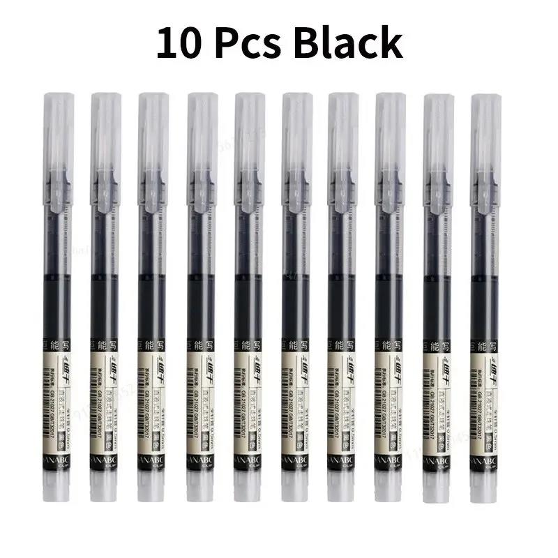

10pcs/set Straight Liquid Gel Pen Quick-drying, Large-capacity 0.5mm 10 Colors Ink for Writing School Office Stationery Supplies