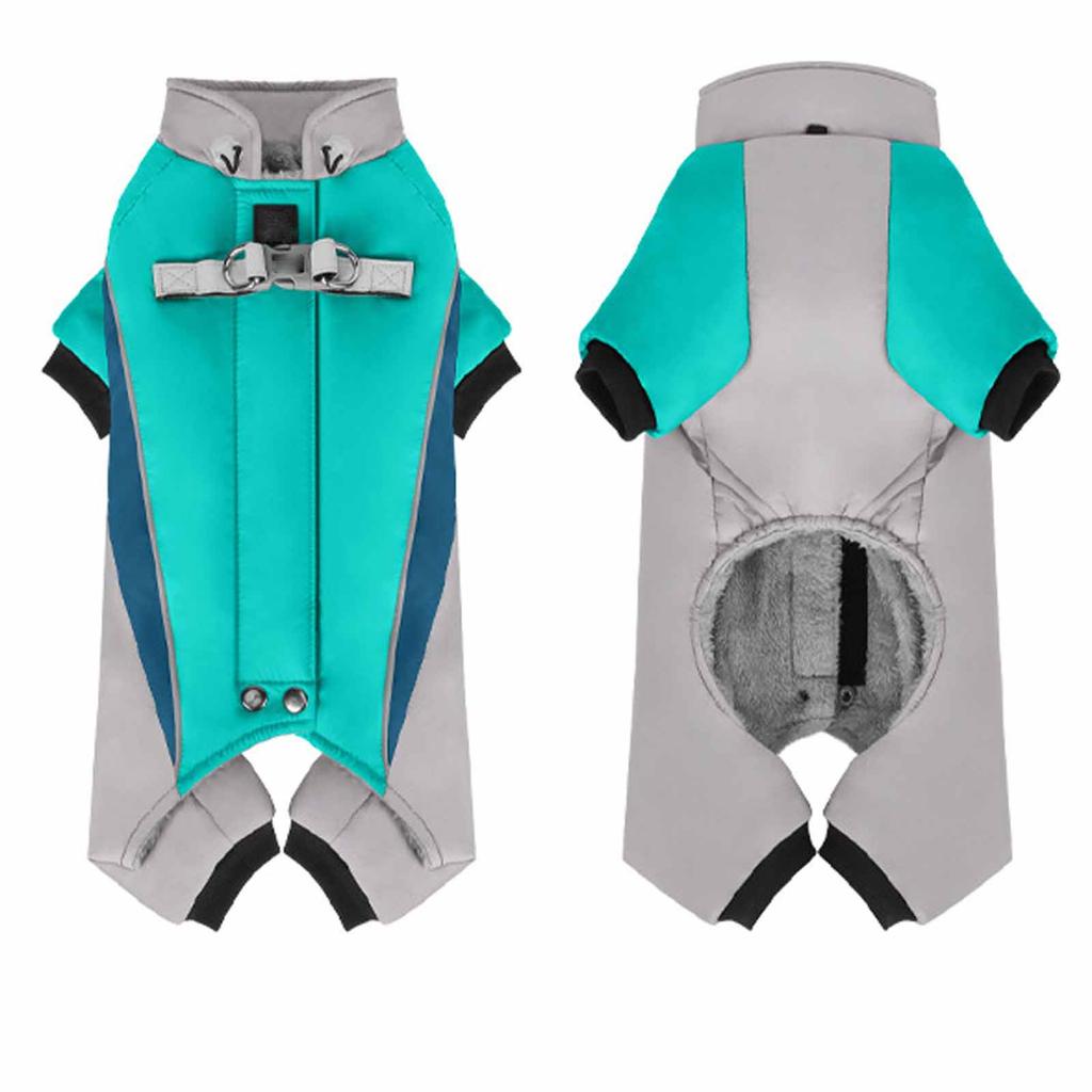 and winter pet clothing: Warm and fleece, four-legged dog coat, cotton jacket, reflective dog clothes that can the dog