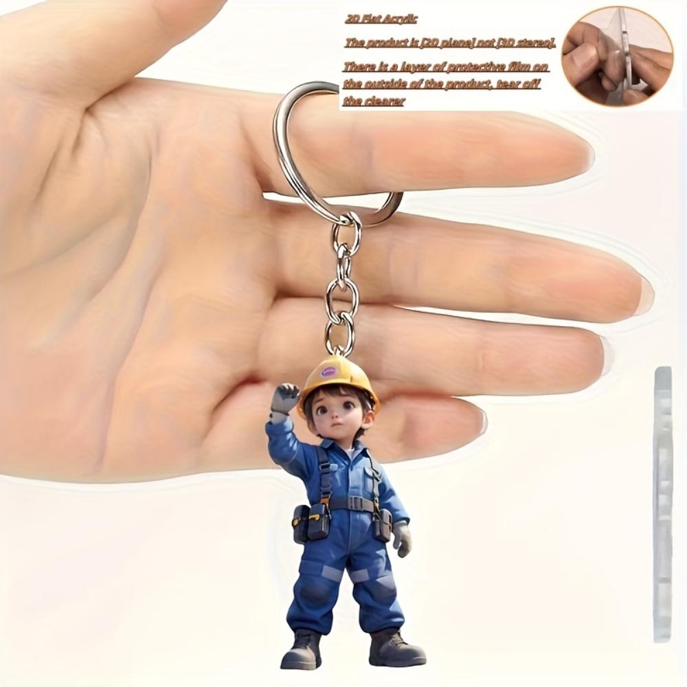 Cute Engineer, 2D Flat Acrylic, Pendant, Suitable for Backpack, Keychain, Gifts, Christmas, Halloween