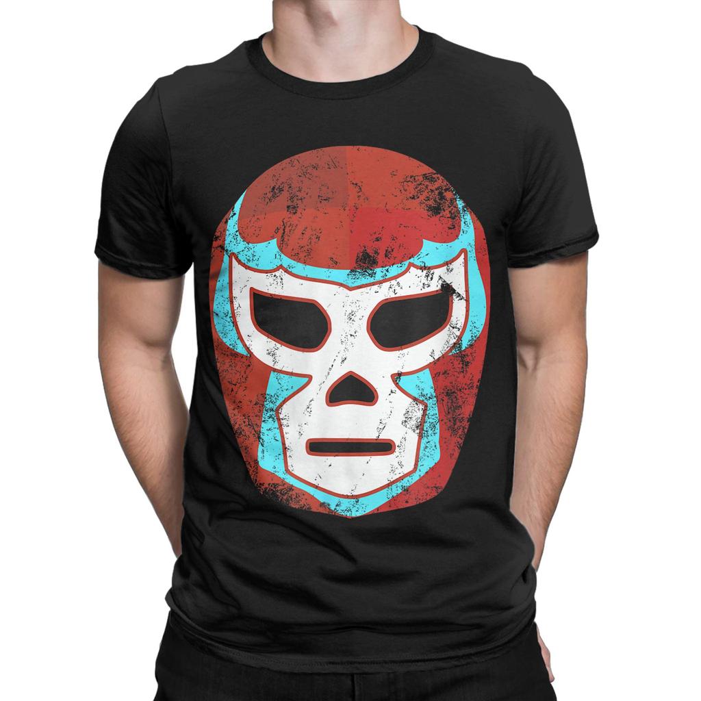 Camiseta Retrô Wrestling Lucha Libre Luchador Mask Beach Camisetas Incríveis para Homens Manga Curta Estampadas
