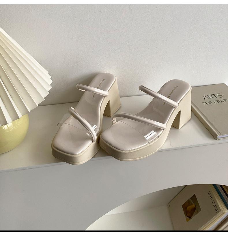 

Black thick high-heeled sandals women s new summer retro high-end late evening breeze gentle shoes 40