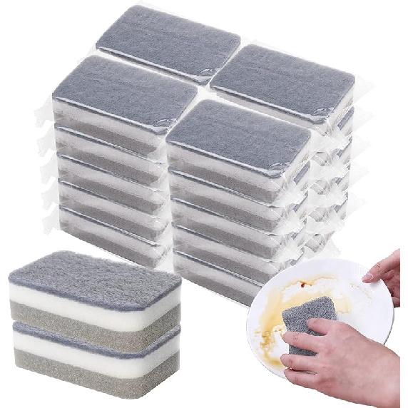 Individually Wrapped Sponges 40 Pack Kitchen Dishwashing Sponge Bulk, Non Scratch Dishes Scouring Pad Dishcloth, Odor-Free Sponge Wipes for Household 20