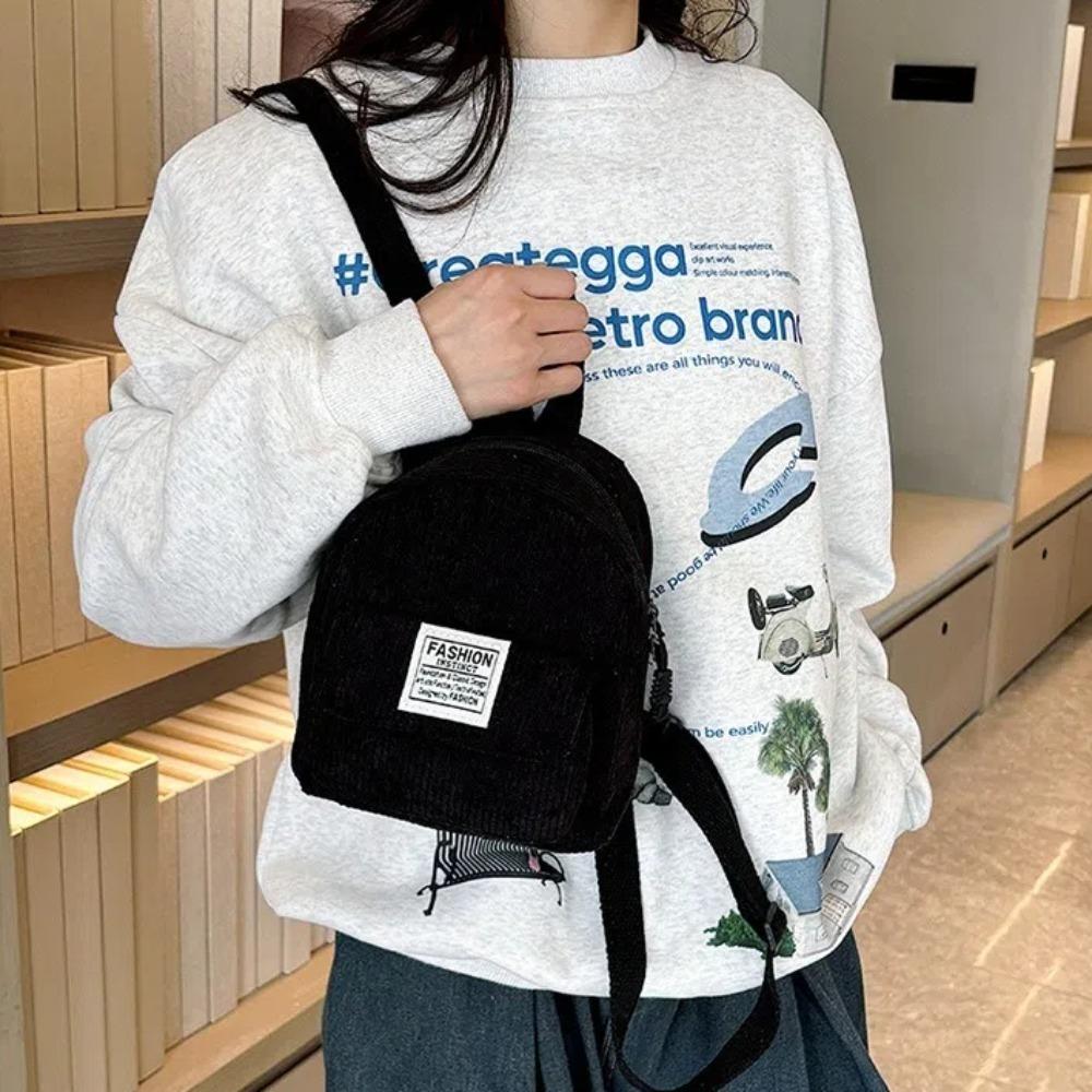 Portable Handbag Mini Backpack Solid Color Korean Style Mini Shoulder Bags Rucksack School Bags Outdoor